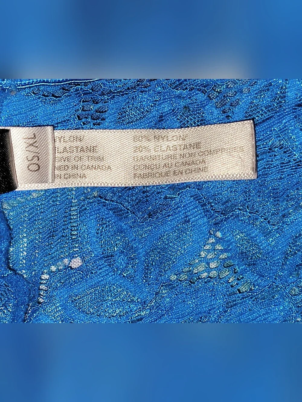 La Petite Coquette New York XL Blue Lace Low Rise Thong Panties NWOT